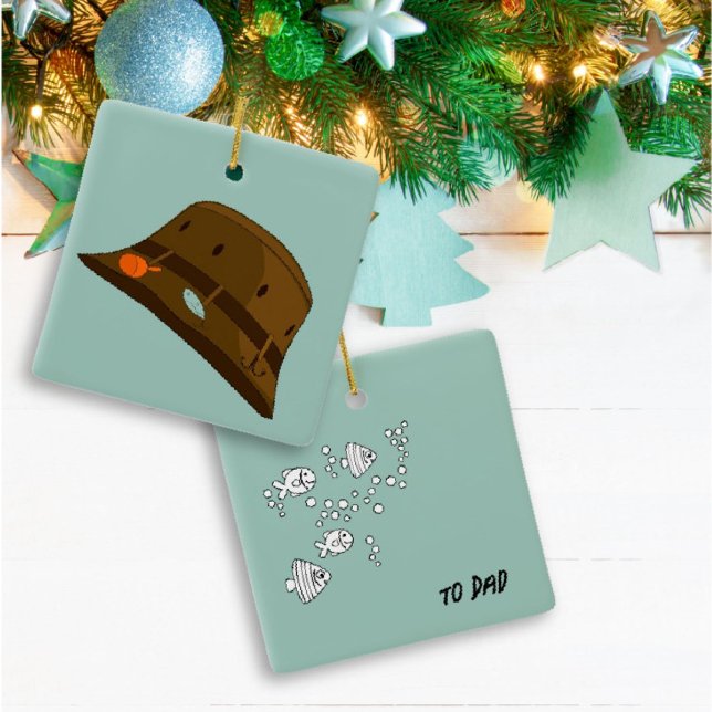 Cool fishing hat and Fish on the back Ornament (Creator Uploaded)