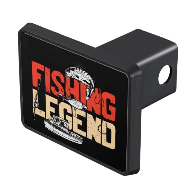 cool fishing legend word art hitch cover (Top Right)