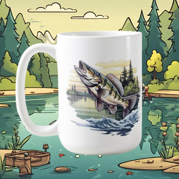 Cool Fishing Lovers Add Monogram  Coffee Mug by DoodlesGifts at Zazzle