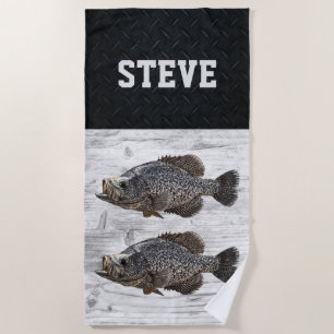 Cool Fishing Name Crappie Fish Name Rugged Beach Towel