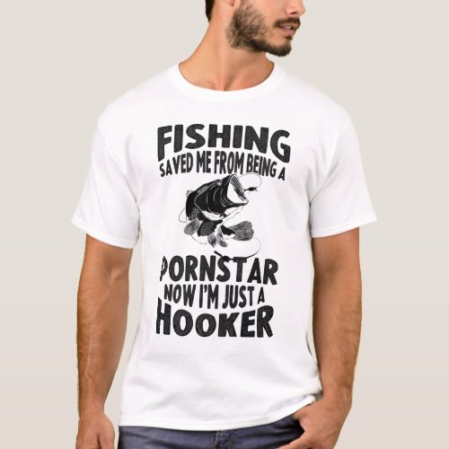 Cool Fishing Saved Me Funny Fishing Saying  T_Shirt