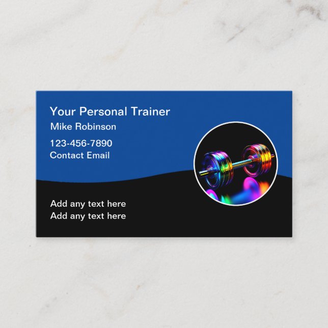 Cool Fitness Personal Trainer Business Cards (Front)