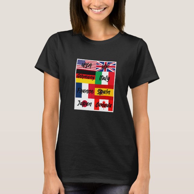 Cool Flags of The World Illustration  Graphic Desi T-Shirt (Front)