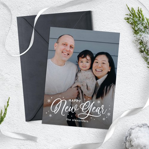 Cool Flakes Happy New Year Photo Card