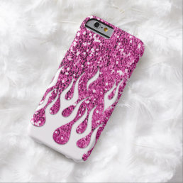 Cool Flames in White on Pink Glitter Look Barely There iPhone 6 Case