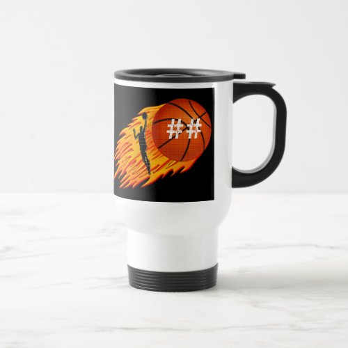 Cool Flaming Basketball Mugs with 4 TEXT BOXES