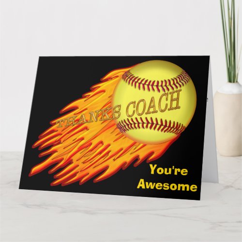 Cool Flaming BIG Softball Coach Cards