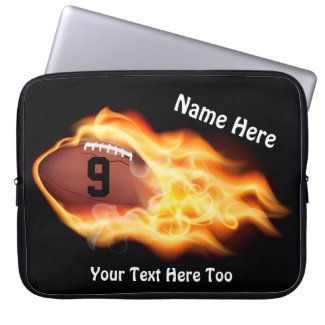 Cool Flaming Football Laptop Case, PERSONALIZED Laptop Sleeves