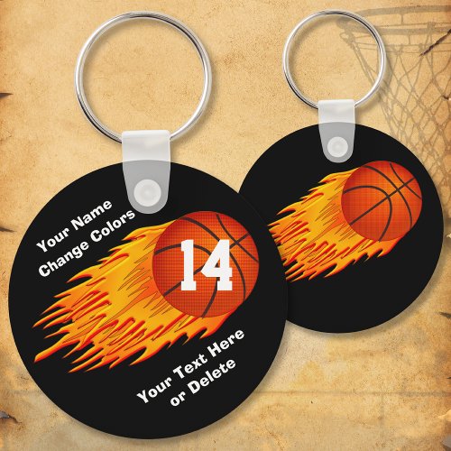 Cool Flaming Personalized Basketball Keychains