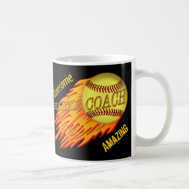 Cool Flaming SOFTBALL COACH GIFTS are Customizable Coffee Mug (Right)