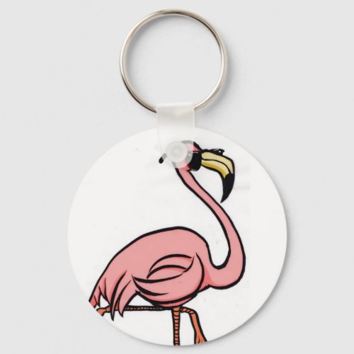 cool flamingo round key chain