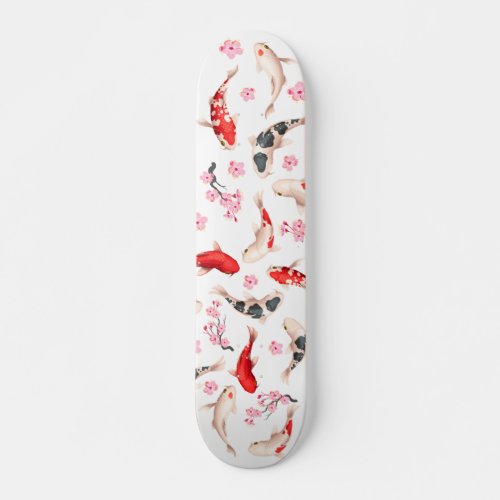 Cool Floral Japanese Koi fish Skateboard