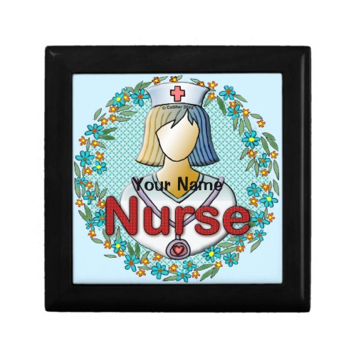 Cool Floral Nurse custom name Gift Box