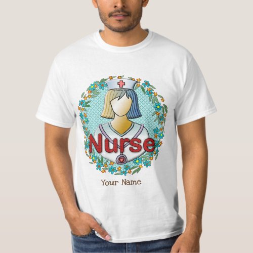 Cool Floral Nurse custom name t_shirt