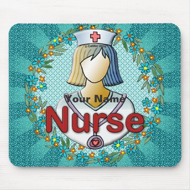 Cool floral nurse  mouse pad (Front)