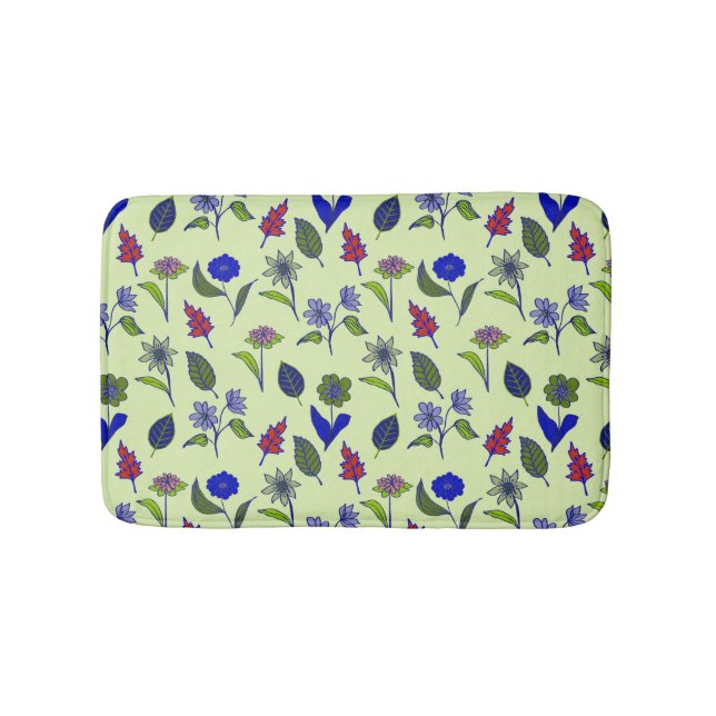 Cool Floral Pattern Bath Mat (Front)