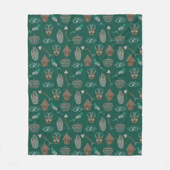 Cool Floral Pattern Fleece Blanket (Front)