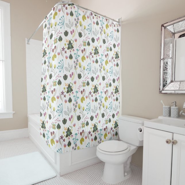 Cool Floral Pattern Shower Curtain (In Situ)