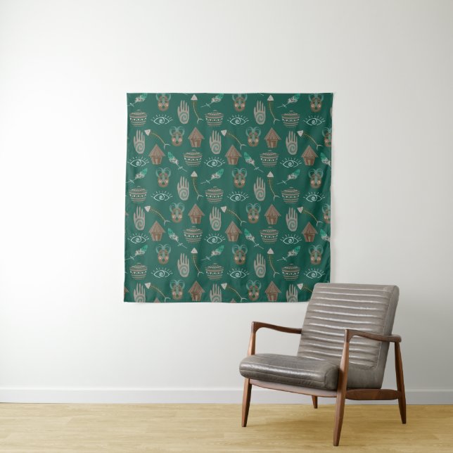 Cool Floral Pattern Tapestry (In Situ)