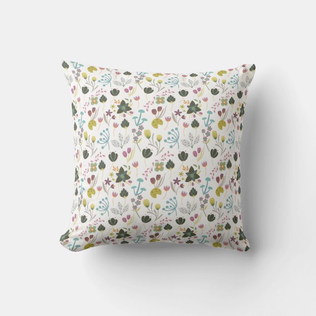 Cool Floral Pattern Throw Pillow (Front)