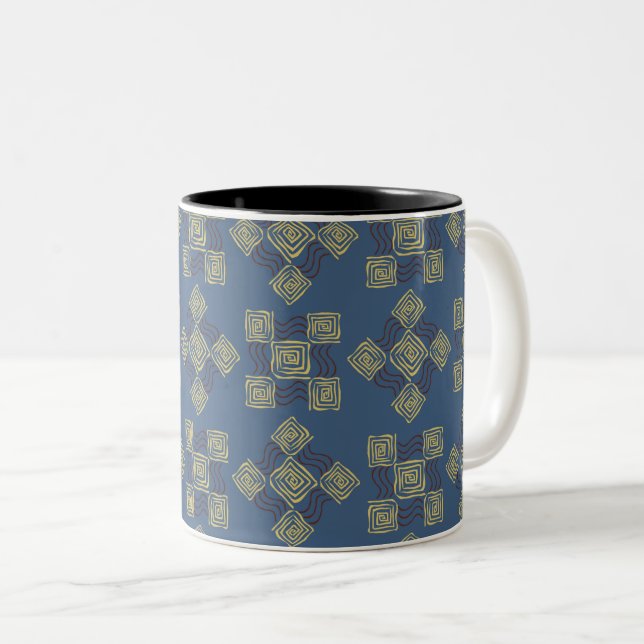 Cool Floral Pattern Two-Tone Coffee Mug (Front Right)