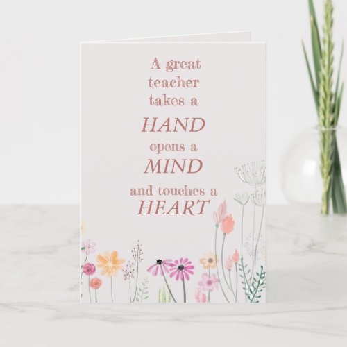 Cool Floral Pink Teacher Quote We Love You Thank You Card