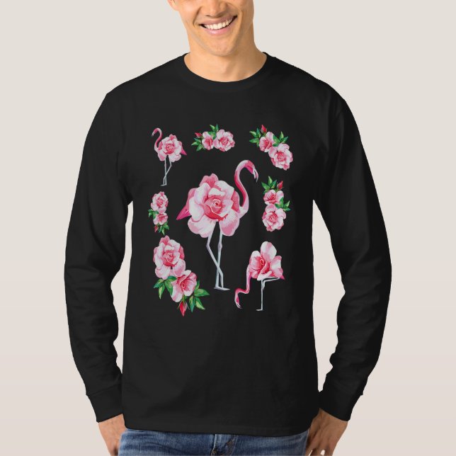 Cool Floral Summer Pink Flamingo Novelty Graphic C T-Shirt (Front)