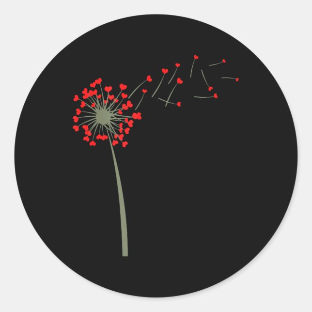 Cool Flower Dandelion Hearts Valentines Day Women  Classic Round Sticker (Front)