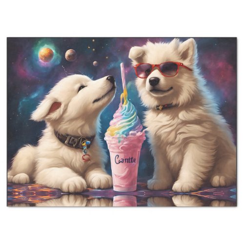 Cool Fluffy Puppies planets milkshake Tissue Paper
