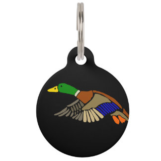 Cool Flying Mallard Duck Art Pet ID Tag