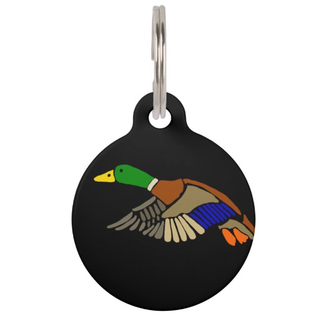 Cool Flying Mallard Duck Art Pet ID Tag (Front)