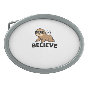 Cool Flying Sloth Believe Funny Motivational Desig Belt Buckle