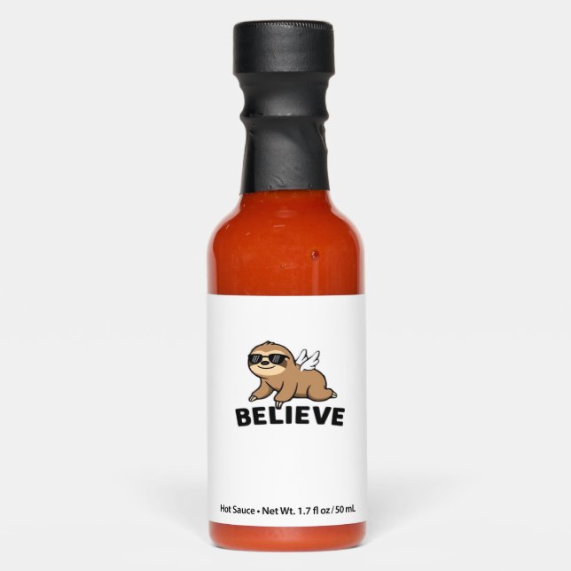 Cool Flying Sloth Believe Funny Motivational Desig Hot Sauces (Front)