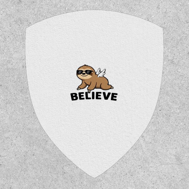 Cool Flying Sloth Believe Funny Motivational Desig Patch (Front)