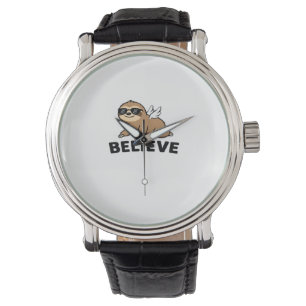 Cool Flying Sloth Believe Funny Motivational Desig Watch