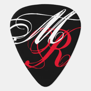 Cool Font Initials on BLACK Guitar Pick