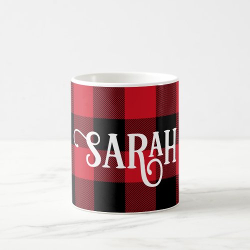 Cool Font Red and Black Buffalo Check Coffee Mug