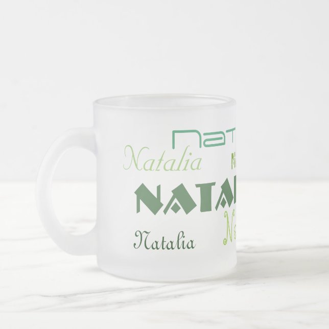 Cool Fonts Your Name Personalized Frosted Glass Coffee Mug (Left)