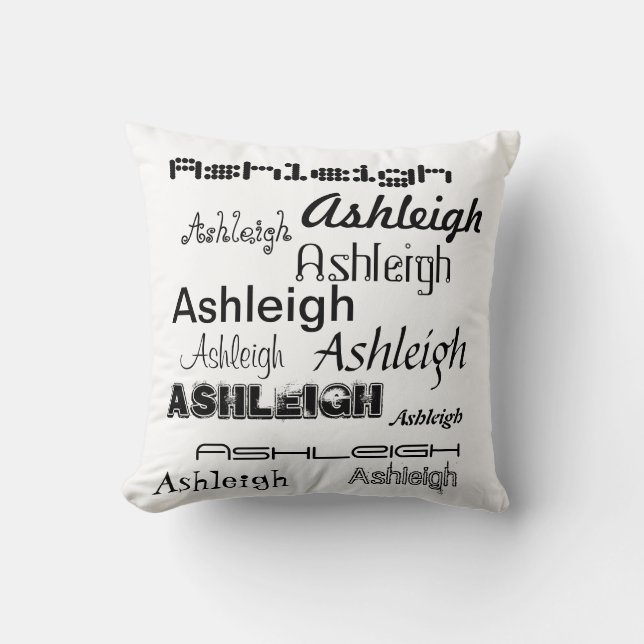 Cool Fonts Your Name Personalized Throw Pillow (Front)