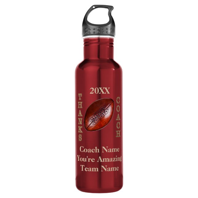 Cool Football Coach Gift Ideas PERSONALIZED Stainless Steel Water Bottle (Front)