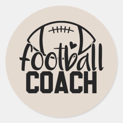 cool football coach word art sports classic round sticker
