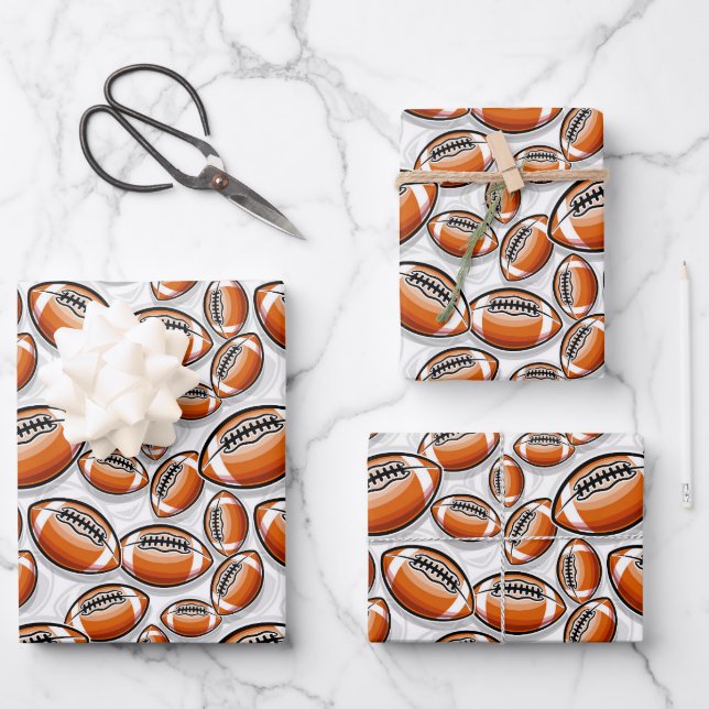 Cool football sports tiled  wrapping paper sheets (Front)