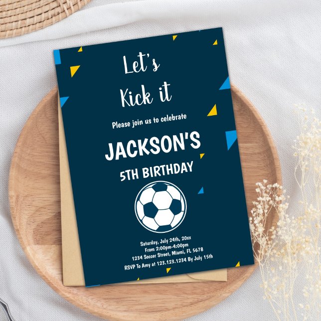 Cool Football Theme for Kids Invitation (Blue Soccer Birthday Invitations Theme)