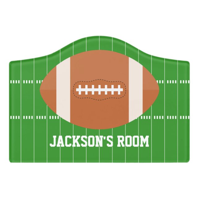 Cool Football Themed Kids Door Sign (Small Crest Front)