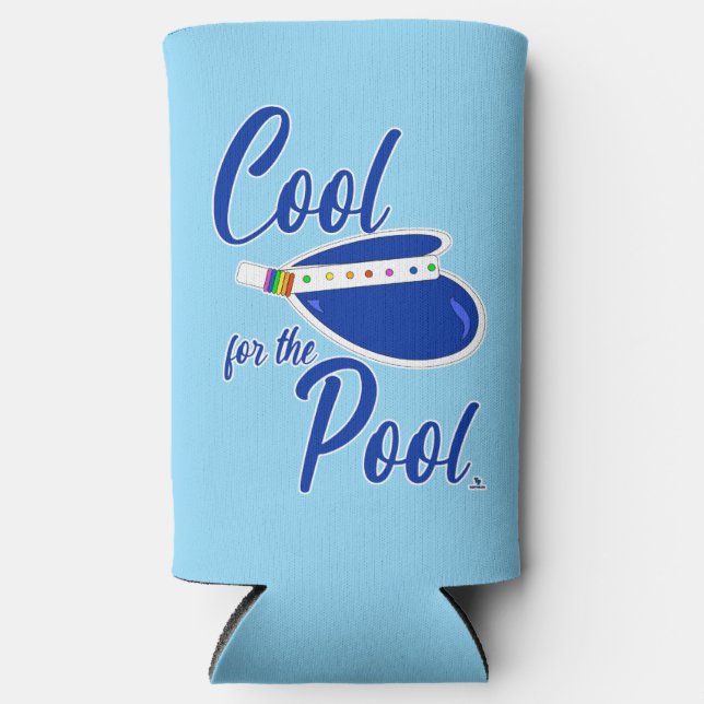 Cool For Pool Fun Summer Visor Art Motto Seltzer Can Cooler (Front)