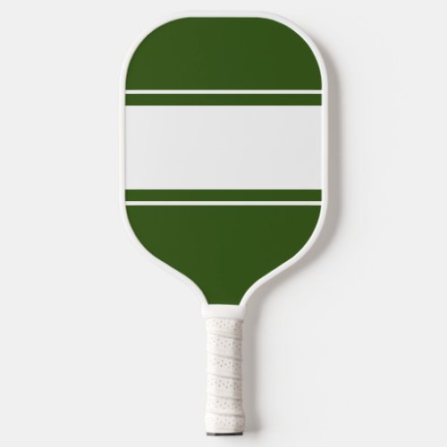 Cool Forest Green White Horizontal Racing Stripes Pickleball Paddle