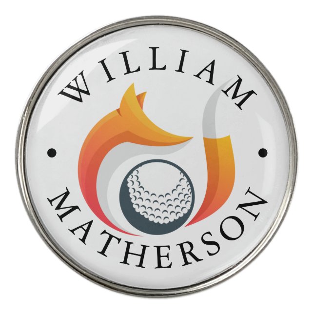 Cool Fox Custom Name Golf Ball Marker (Front)