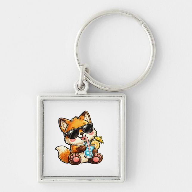 Cool Fox Drink Keychain (Front)