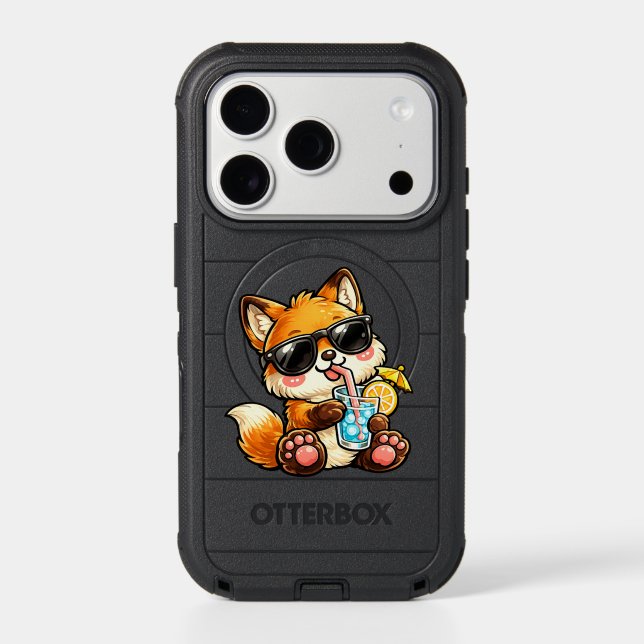 Cool Fox Drink Otterbox iPhone Case (Back)