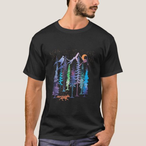 Cool Fox In The Dark Sky Mountain Forest  Love Men T_Shirt